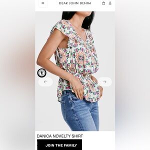 Dear John Denim Danica Novelty Shirt Small NWT Flower Medallion